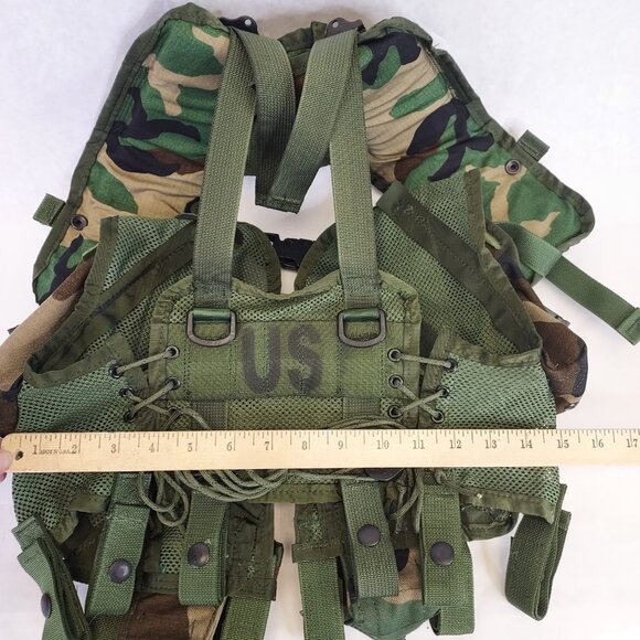 US Army Load Bearing Vest LBV Woodland Camo Tactical Harness Adjustable NEW - Picture 11 of 15